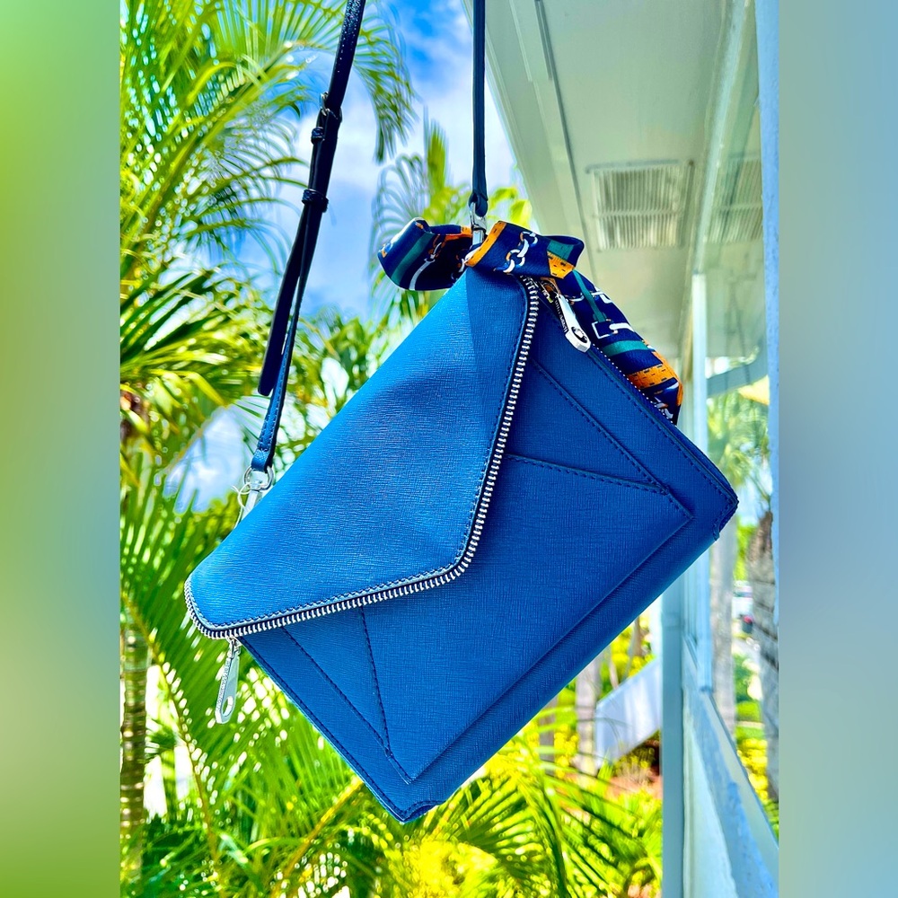 Rebecca Minkoff Envelope Style Saffiano Leather EUC Crossbody Bag Royal Blue
